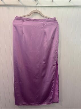 Topshop Lavender Pink Maxi Satin Skirt with Side Slit